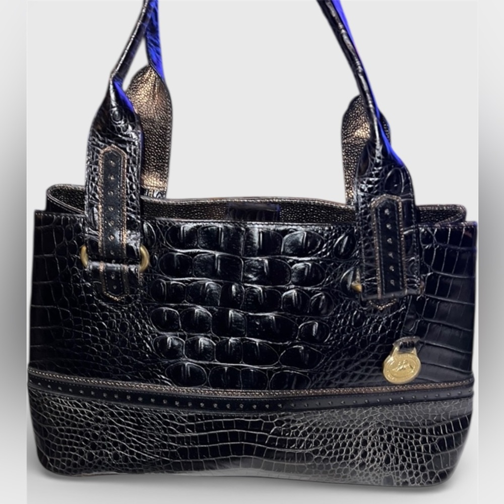 Brahmin vintage limited Black Crocodile-Embossed Women's Handbag